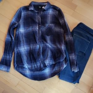 Grey and Blue Flannel Shirt - BDG